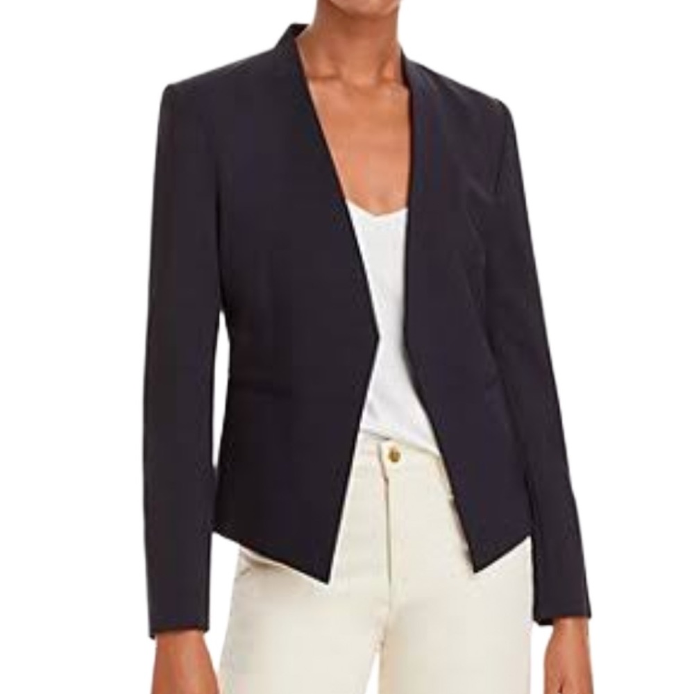 Theory Winola R Deep Navy Drapey Crepe Blazer - image 2